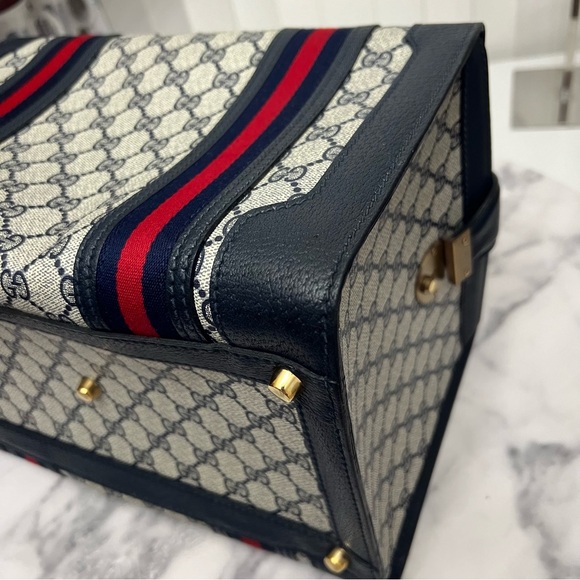 Vintage Gucci | Navy Train Case Luggage Bag - Picture 3 of 17